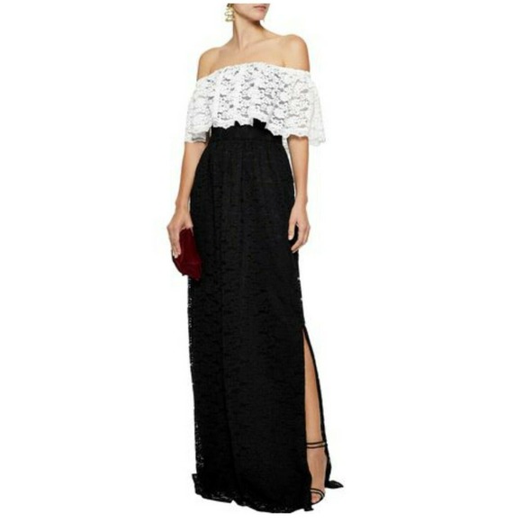 Mikael Aghal Black White Full Lace Dress 8 New - Picture 1 of 8